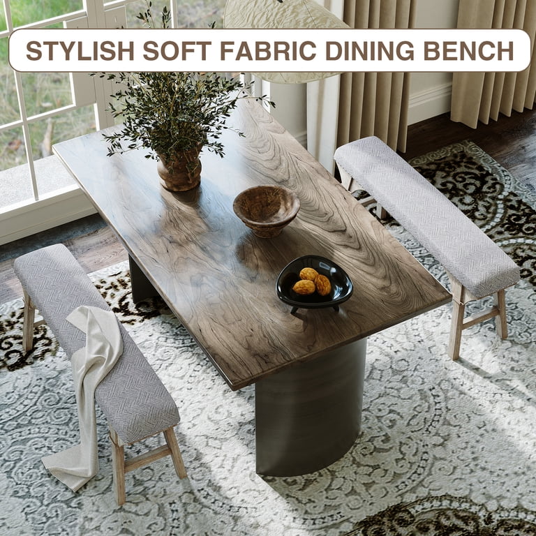 HLR Modern Upholstered End of Bed Bench, Gray photo 3