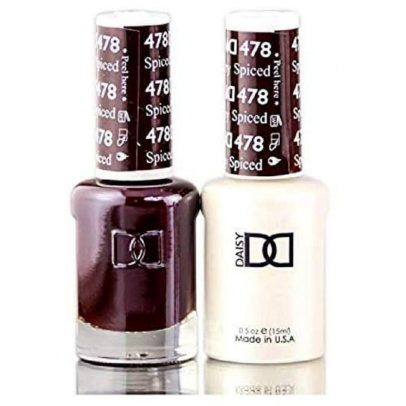Daisy DND Reds Soak Off GEL POLISH DUO, All In One Gel Lacquer   Matching Nail Polish Color for Nails (with bonus side Glitter) Made in USA (Spiced Berry (478).)