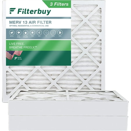 

Filterbuy 13.25x13.25x4 MERV 13 Pleated HVAC AC Furnace Air Filters (3-Pack)