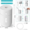 thumbnail image 4 of Humidificador de aire blanco, mini humidificador ultrasónico con 2 modos de pulverización ajustables, apagado automático y luz nocturna colorida, humidificador USB portátil para coche, hogar, oficina JM, 4 of 5