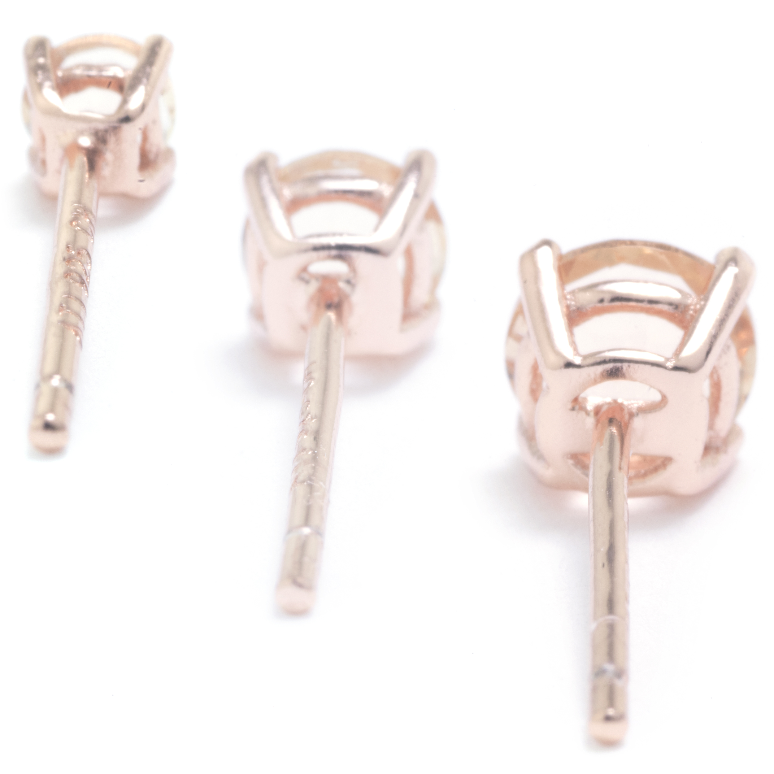 Marisol & Poppy Morganite Cubic Zirconia 3-Piece Stud Earrings Set in Rose Gold over Sterling Silver for Women & Teens