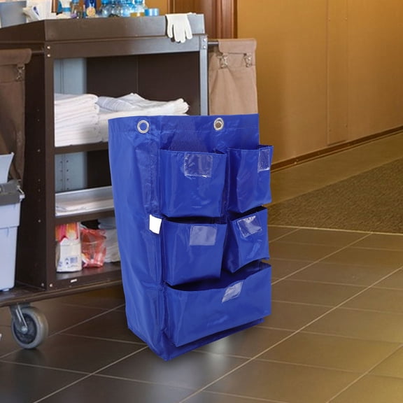OUNONA Multi Functional Blue Housekeeping Cart Bag Made of Oxford Cloth for Janitorial Use