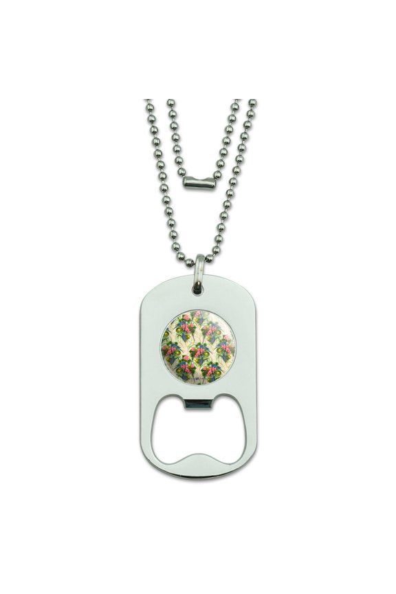 Budgie Budgerigar Parakeet Bird Pattern Military Dog Tag Bottle Opener Pendant