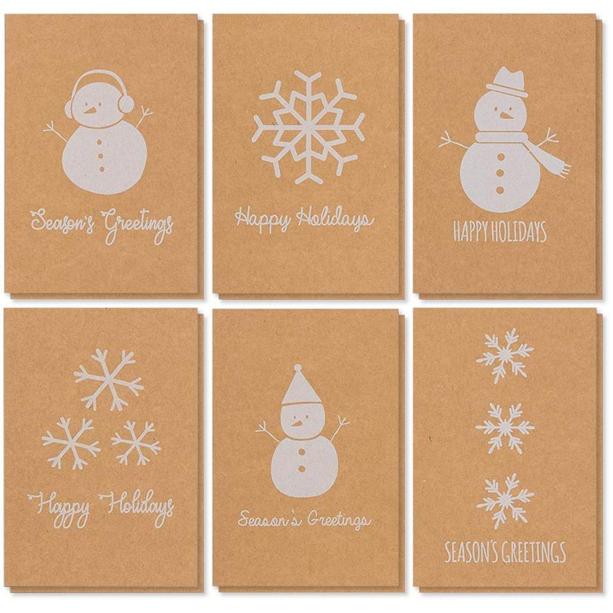 36Pack Merry Christmas Holiday Greeting Cards Bulk Box Set Winter Holiday Xmas Kraft Greeting