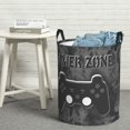 thumbnail image 3 of DouZhe Waterproof Collapsible Large Laundry Baskets, Gamer Zone Gray Game Controller Prints Circular Hamper with Handles, 3 of 7