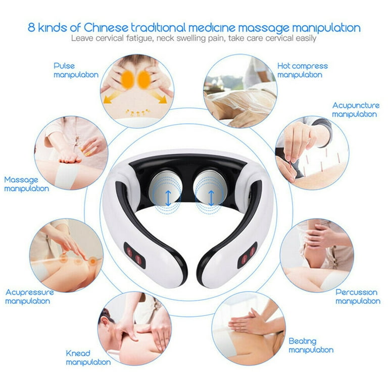  Neck Massager RFSTGYU Magnetic Pulse Electric Smart 4D Heated  Far Infrared Heating Pain Relief Cervical Massage with Remote Control  (Color : White) : Health & Household