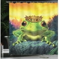 thumbnail image 4 of Ambesonne Animal Shower Curtain, Frog Prince with Crown, 69"Wx84"L, Green Yellow, 4 of 5
