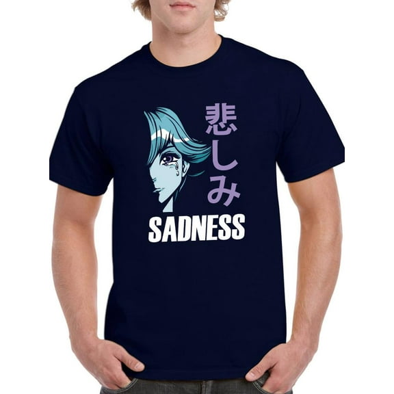Sadness Japanese Manga Style T-Shirt Men -Smartprints Designs, Male 4X-Large