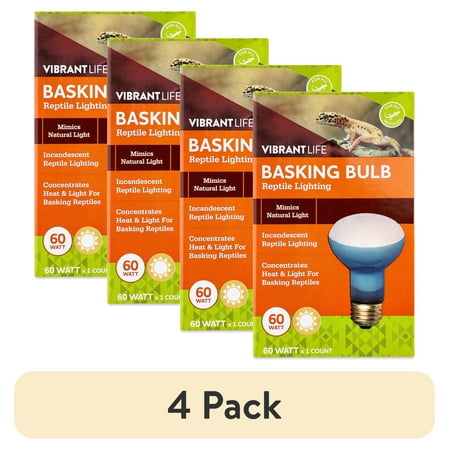 (4 pack) Vibrant Life 60W Terrarium Basking Bulb, Daylight