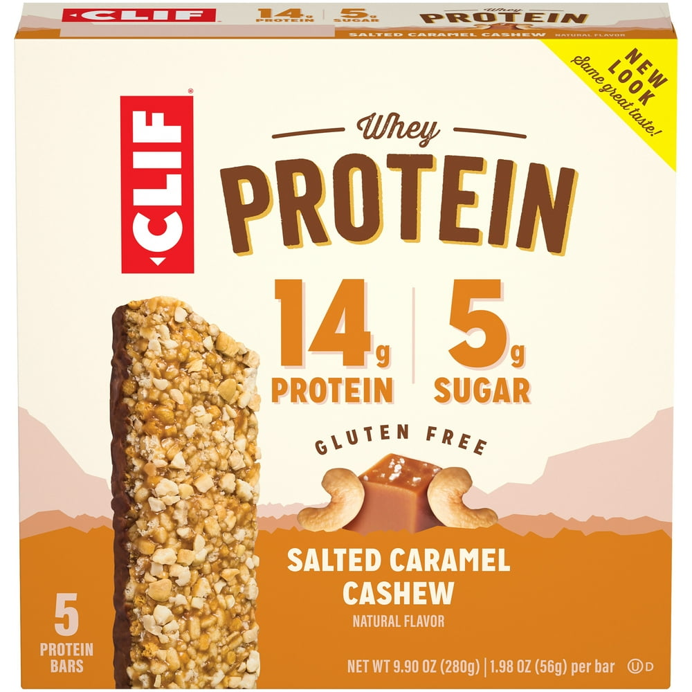 CLIF Bar® Whey Protein Salted Caramel Cashew Protein Bars 5 ct Box