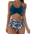 thumbnail image 1 of goowrom Hauts de Bikini à Bretelles Spaghetti pour Femmes + Culottes de Bikini Imprimé Léopard, 1 of 6