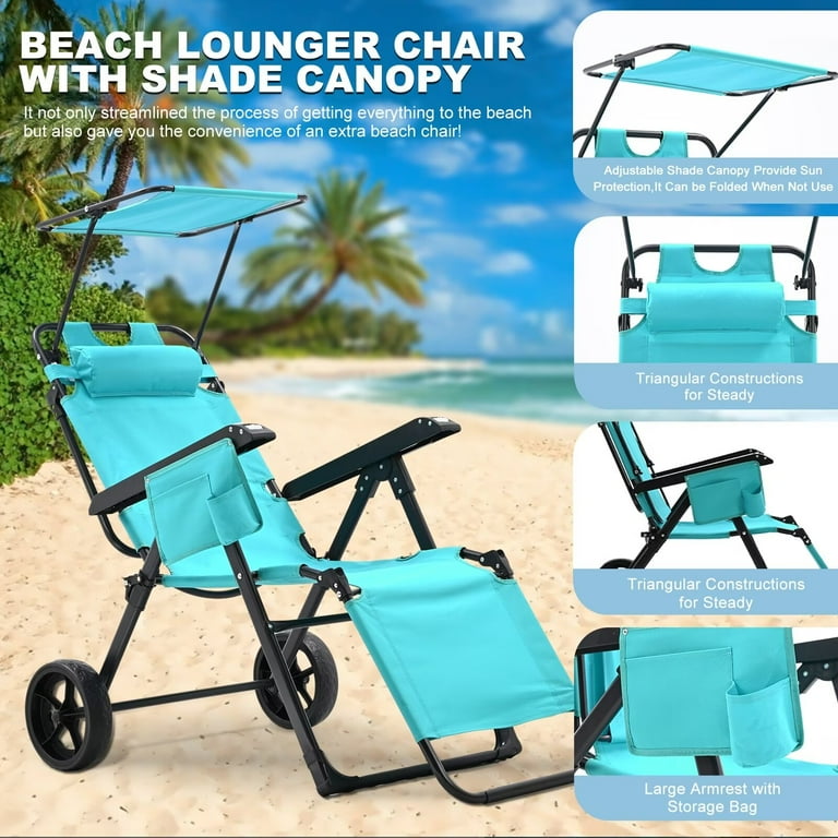 NAIZEA Beach Cart Chairs with Wheels, in Heavy Duty Beach