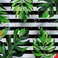 thumbnail image 5 of Orinice  Tropical Leaves Shower Curtain, Jungle Green Plant Monstera and Palm Leaf on Black and White Striped Shower Curtain with Hooks, Summer Botanical Bathroom Curtain,  36x72, 5 of 7