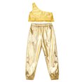thumbnail image 4 of Alvivi Girls Hip Hop Dance Outfits Tiered Ruffle Crop Top with Pants Set Stage Performance Costume Gold 10, 4 of 5