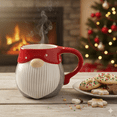 thumbnail image 4 of Juego de 4 Tazas Cerámica Diseño Relieve Gnomo Nórdico Minimalista Navideño para Bebidas Calientes, Capacidad 400 ml, 4 of 11