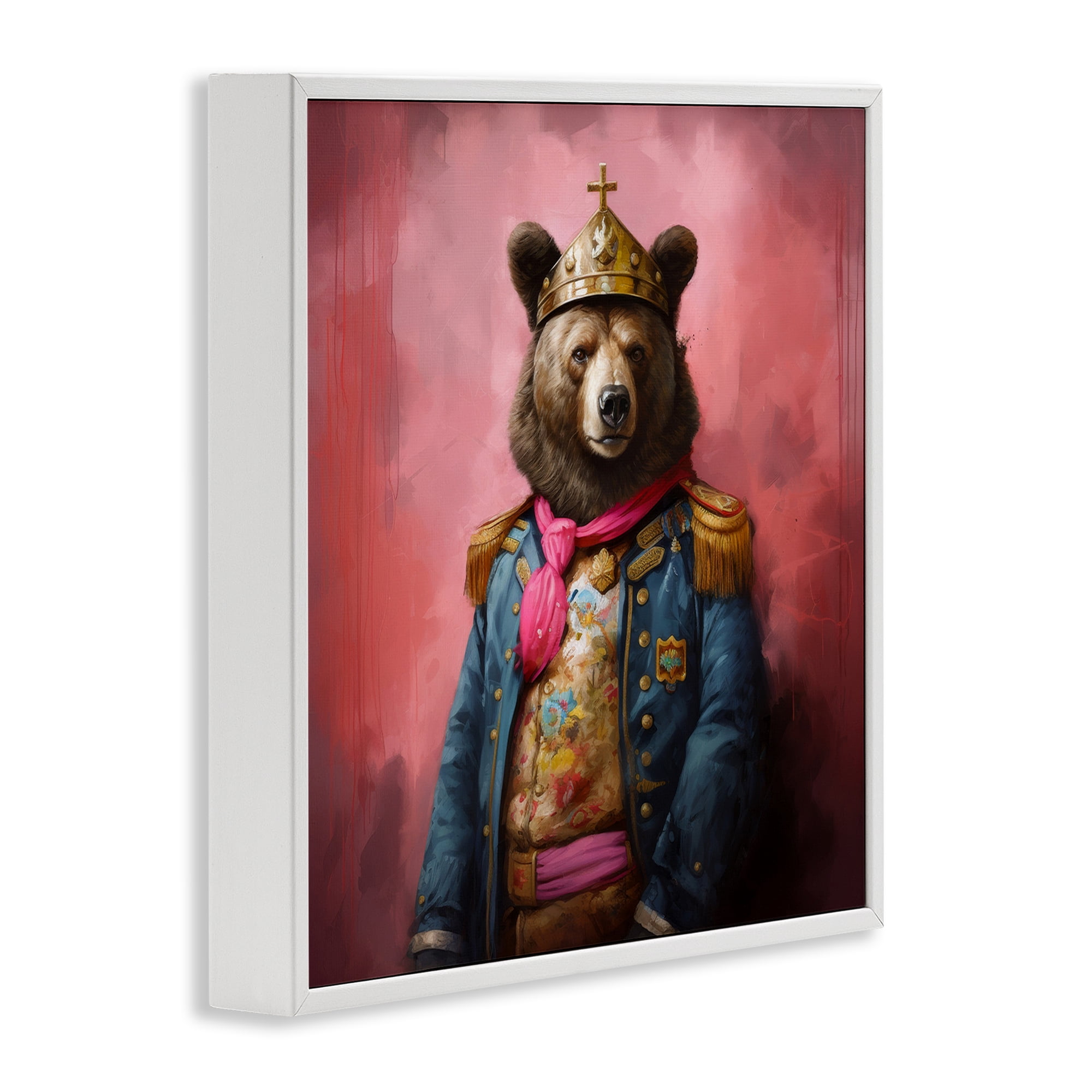 Stupell Industries Regal Bear Portrait Animals & Insects Painting White Framed Art Print Wall Art, 24 x 24
