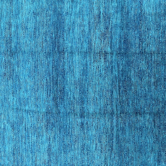 Ahgly Company Indoor Square Oriental Light Blue Industrial Area Rugs, 7' Square