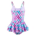 thumbnail image 3 of Hienoo Toddler Girls One-Piece Swimsuit Scales Print Beach Bathing Suit Swimwear, 3 of 8