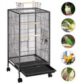 thumbnail image 4 of Renwick 40in Metal Parrot House Open Top Bird Cage for Small with Rolling Stand, Black, 4 of 11
