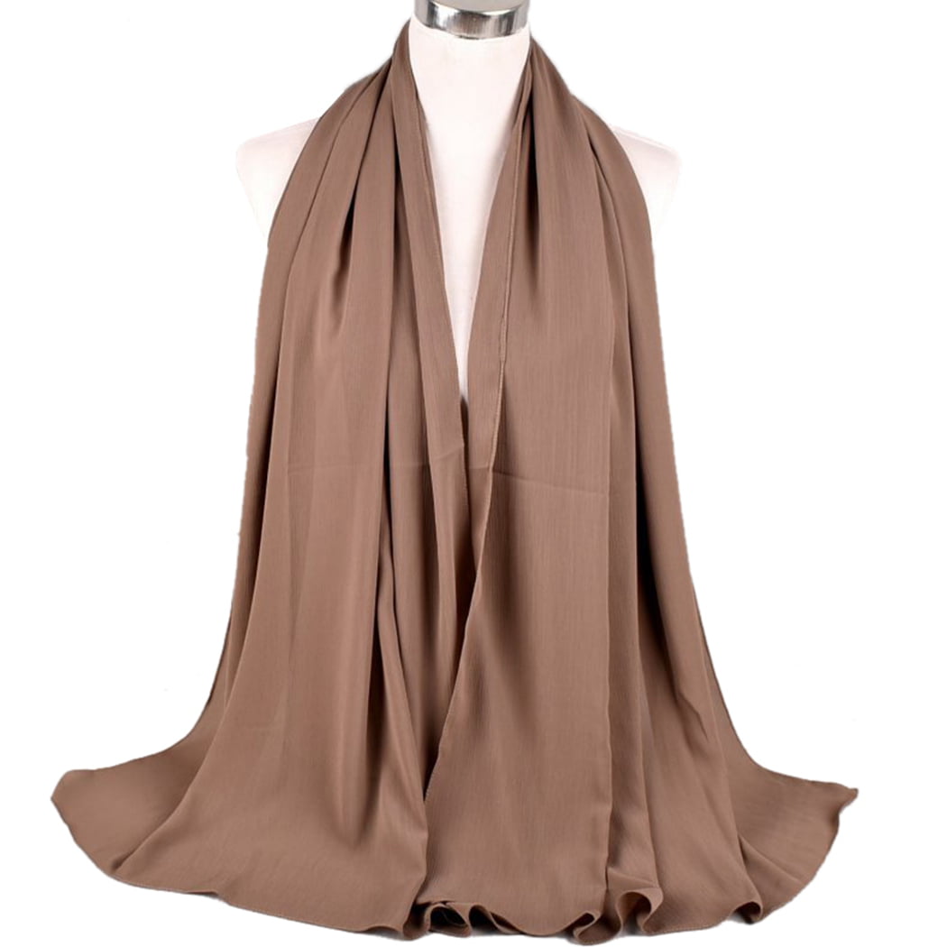 Long Sheer Wrap Scarf Hijab Solid Colors Evening Chiffon Plain Shawl