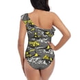 thumbnail image 5 of Honeii Modern Yellow Excavator for women's one-piece swimsuit featuring a chic one-shoulder design experience elegance and style in the water-Small, 5 of 6