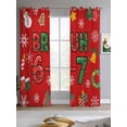 thumbnail image 2 of Red Christmas Sheer Curtains 84 Inch Length 2 Panels Set for Living Room/Bedroom, Xmas Trees Snowmans Snowflakes Gifts Cartoon Kitchen Curtains Grommet Semi-Sheer Curtains Window Treatments 52"x84"x2, 2 of 7