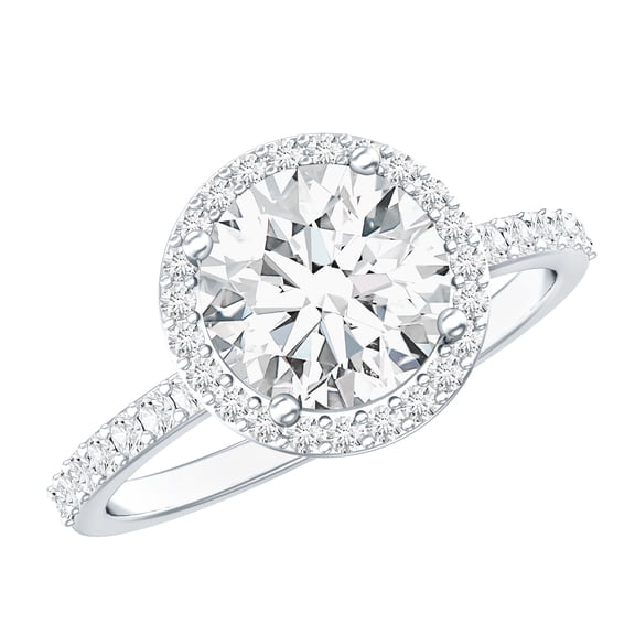 Rosec Jewels Lab Created Diamond Halo Engagement Ring 3 Carat - IGI Certified - E-VS1 Quality - with Jewelry Box, 925 Sterling Silver, US 4.00