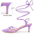 thumbnail image 4 of BLISSFUL STEP Women's Heels Knot Lace Up Strappy Square Toe Kitten Heel Sandals  Purple 6, 4 of 7
