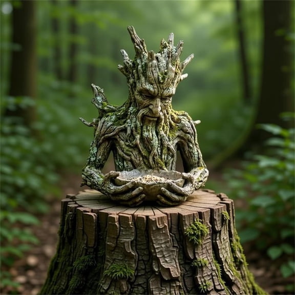 The Quiet Offering Tree Elves Tree Hugger Bird Feeder, Waterproof Resin Sculpture, Hidden Hook, Yard Art Statue, Gift for Wildlife Enthusiasts