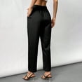 thumbnail image 5 of Mifsaly Womens Petite Dress Pants Striped Cotton Linen Straight Leg Pant Business Casual Work Trousers Office Going Out Fashion Workwear with Pockets, 5 of 6