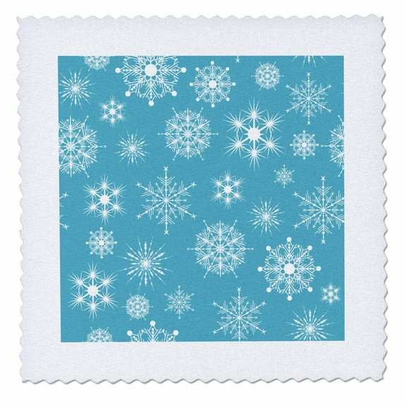 3dRose, Blue White Assorted Snowflakes Pattern Design, 10x10 inch quilt square