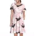 thumbnail image 1 of Xecao Robe Midi à Manches Courtes pour Femmes, Été, avec Poches, Décontractée, Fluide, Robe T-Shirt, Robe de Plage, 1 of 6