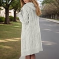 thumbnail image 3 of Cardigans for Women Trendy Loose Knitted Hooded Sweater Cardigan (White XXXL), 3 of 5