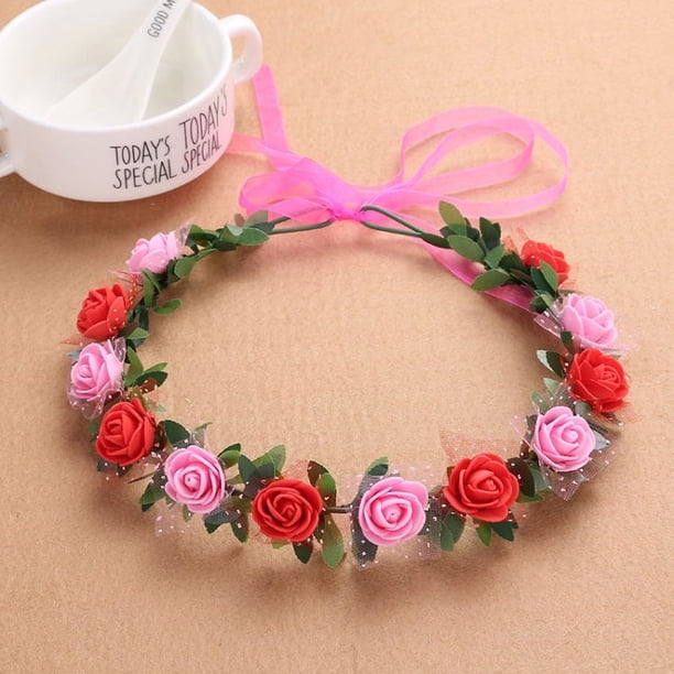 Nvzi Diademas de flores para mujer, corona de flores para novia, suministros para fiestas de bodas, guirnaldas florales, corona para el cabello, diademas florales, A15