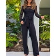thumbnail image 6 of ChicMe Jumpsuits for Women Lace Trim Off Shoulder Long Sleeve Slim Fit Overalls Straight Leg Pants Jumpsuit with Belt Black-S, 6 of 9