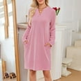 thumbnail image 4 of yillto Dresses for Women V Neck Casual Long Sleeve Loose Tshirt Dress Fashion Fall Outfits, 4 of 6