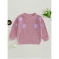 thumbnail image 2 of Suealasg Toddler Girls Fall Winter Sweaters 6M 1T 2T 3T Long Sleeve Flower Embroidery Knitwear Pullovers Tops Autumn Clothes for Baby Girls, 2 of 7