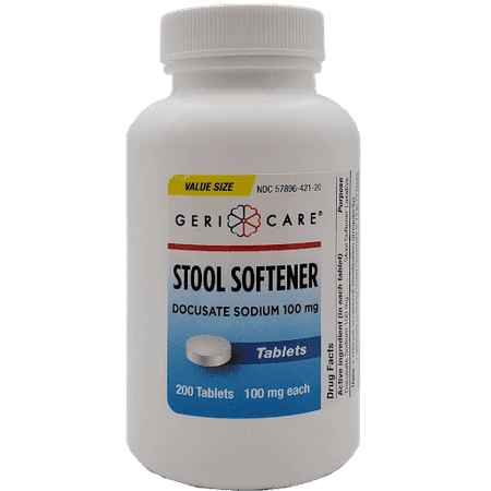Stool Softener Docusate Sodium Tablets 200 Count | 100MG 3-Pack