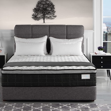 BOTUI 12 Inch Hybrid Pillow-Top Mattress/Bed-in-a-Box/CertiPUR-US Certified Foam  Queen  White