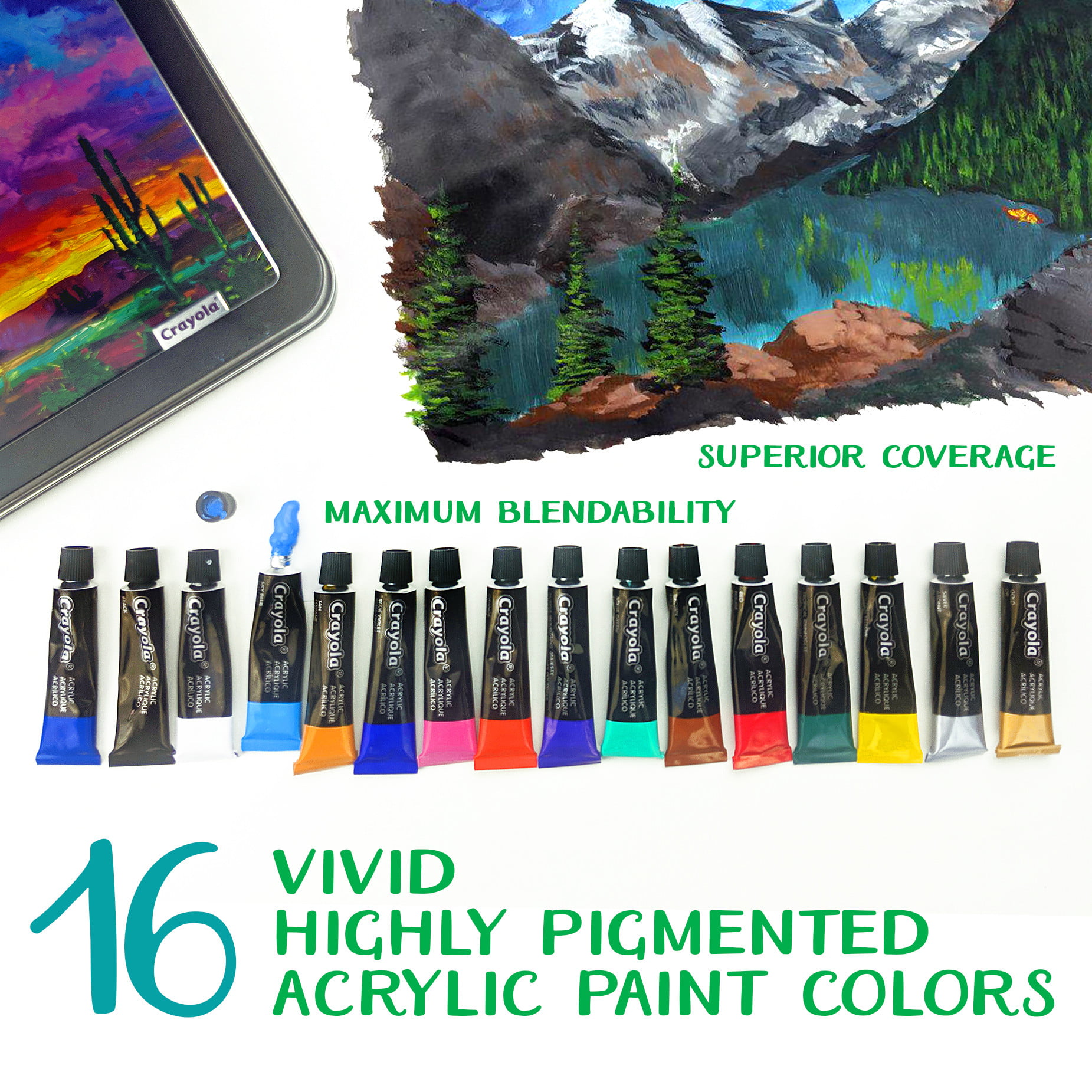 Crayola® Signature Pearlescent Assorted Colors Acrylic Paint - Set of 16  (16 Piece(s))