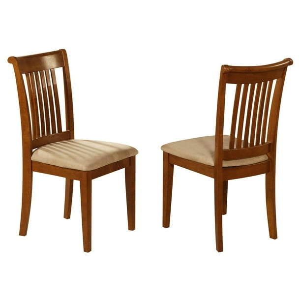 East West Furniture Portland Slat Back Dining Chair with Microfiber