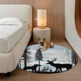 thumbnail image 3 of 8ft Washable Large Round Rug, Black Bear Elk Non-Slip Circle Area Rug for Living Room Dining Room, Blue White Wood Grain Forest Animal Nature Indoor Floor Mat for Home Decor, 3 of 8