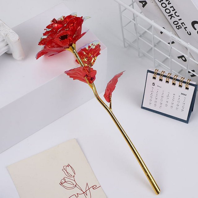 Cielo estrellado de rosa deslumbrante colorido Rosa dorada romántica Regalo de San Valentín para esposa novia Regalo de cumpleaños para novia