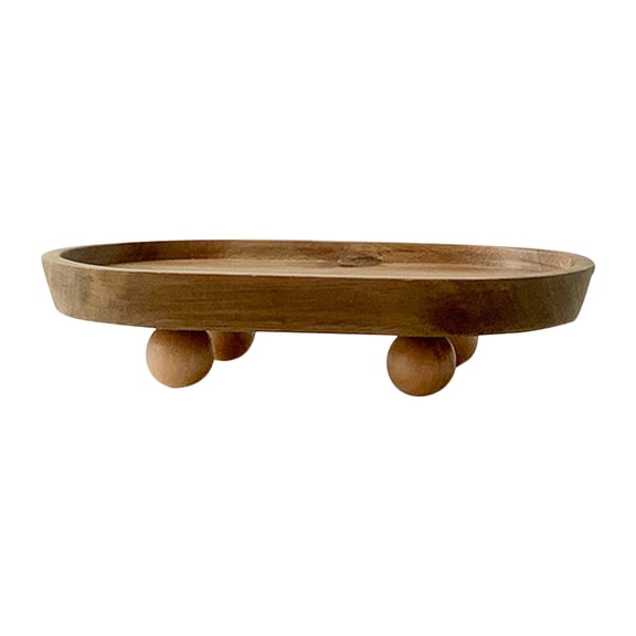 YUYUETIME Light Brown Wooden Jewelry Tray Dish for Rings Earrings and Trinkets Storage