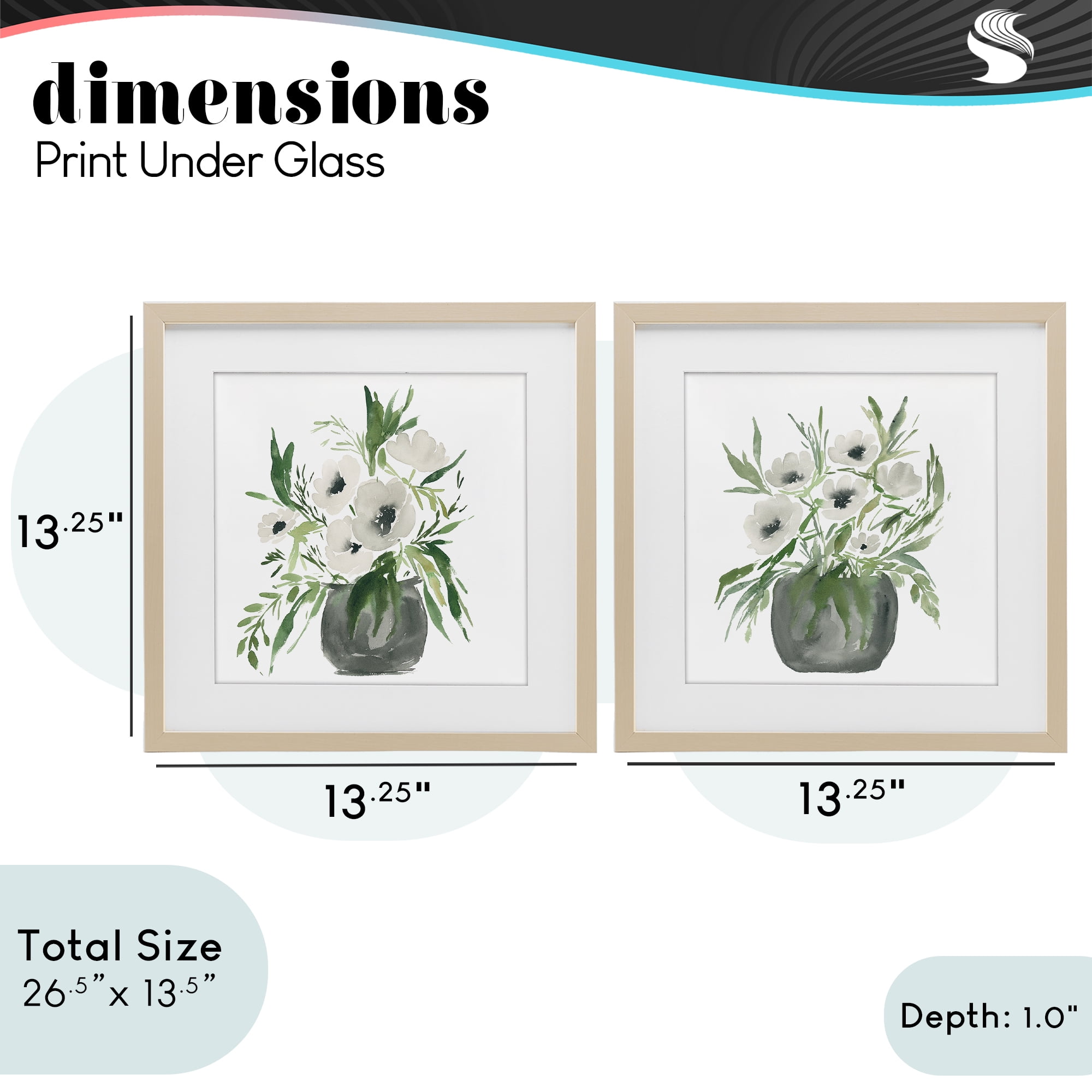 Stupell Industries White Anemone Vases 2 Piece Birch Framed Print Under Glass Set, design by Lucille Price