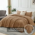 thumbnail image 3 of Jessy Home 3 Piece Fleece Queen Comforter Set - Soft & Warm Fluffy Coffee Sherpa Bedding , Fuzzy Heavy Double Sided Design Winter Comforter with 2 Pillow Cases, 3 of 8