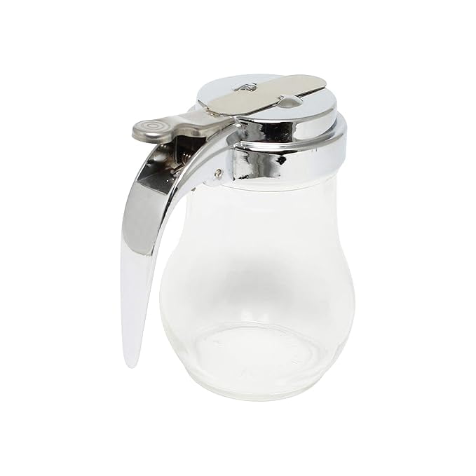 Twin Pack of 6 oz Glass Syrup Honey Milk Pourer Dispenser Server for Restaurant