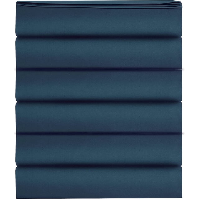 Mocassi 1500 Thread Count Pack of 6 Flat Sheet,Twin , Navy