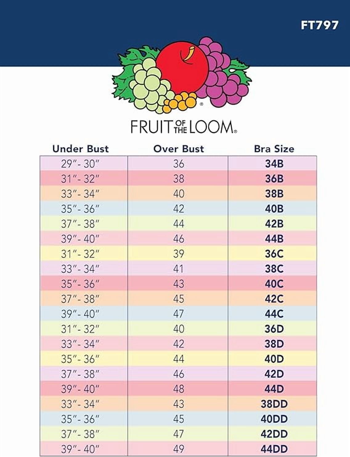 Fruit of the Loom Women's Cotton T-Shirt Bra, 3-Pack, FT797PK, Sizes 34B-42DD