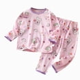 thumbnail image 5 of TOWED22 Infant Toddler Fall Clothes 2Pcs Set Long Sleeve Cute Print Round Neck Pullover Top Thick Sweatpants Warm Outfits(Light Pink,7-8 Y), 5 of 5